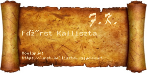 Fürst Kalliszta névjegykártya